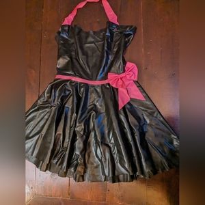 L - latex halter dress with bow